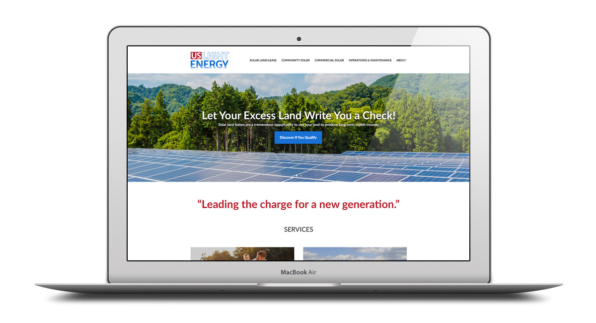 US Light Energy Website on a Laptop